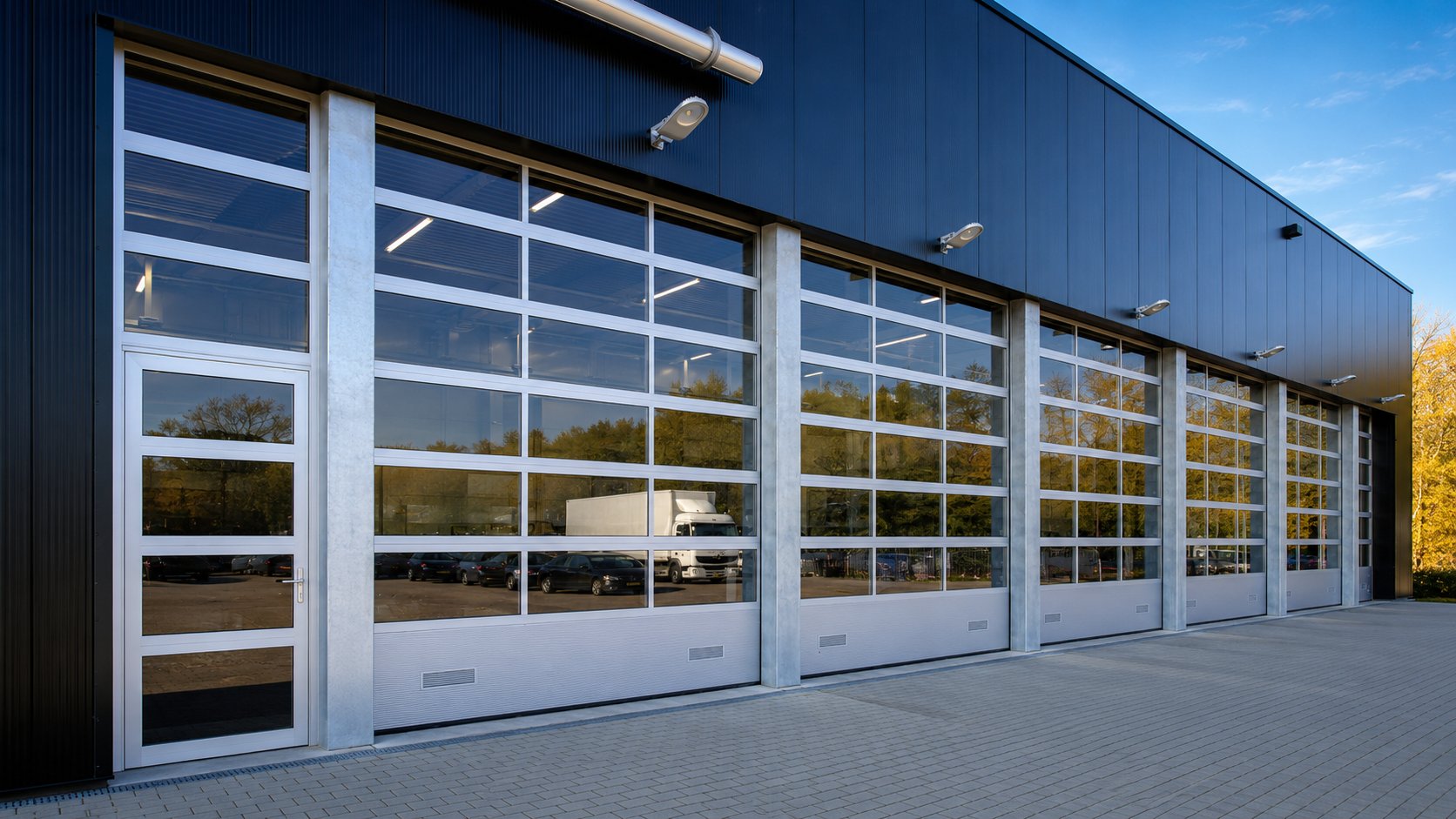 Uși sectionale ALUSEK montate la depozit logistic